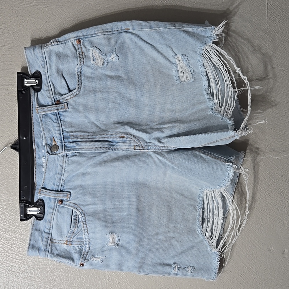 Old Navy slouchy straight distressed denim shorts